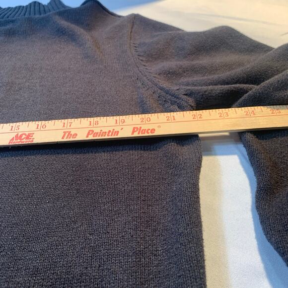 Haggar - Chocolate Brown knit partial button pullover sweater, L Ribbed Neck Cuf - Picture 9 of 11